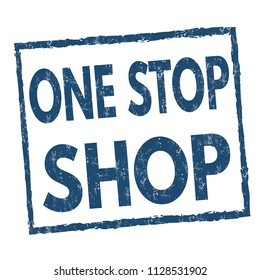 One Stop Shop Grunge Rubber Stamp On White Background, Vector Illustration