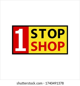 One Stop Shop Icon, Concept 1 Stop Shop Sticker Vector Art Illustration