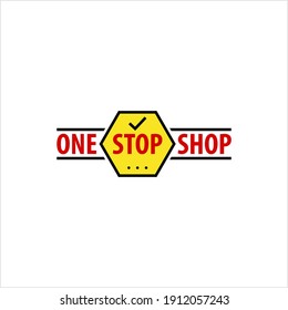 One Stop Shop Icon, Concept 1 Stop Shop Sticker Vector Art Illustration