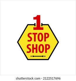 One Stop Shop Icon, Concept 1 Stop Shop Sticker Vector Art Illustration