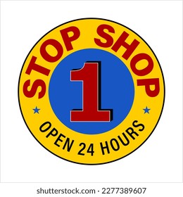 One Stopp Shop Icon, Concept 1 Stopp Shop Aufkleber Vektorgrafik Illustration