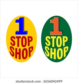 Ícone One Stop Shop, Conceito 1 Stop Shop Adesivo Vetor Arte Ilustração