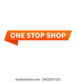 One Stop Shop Texto En Forma Rectángulo De Cinta Naranja Para Promesa Promoción Comercialización Comercial Información De Medios Sociales Anuncio
