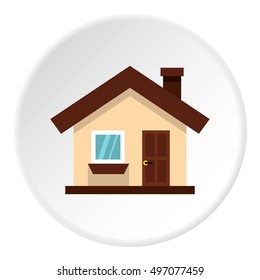 One storey house with chimney icon. Flat illustration of one storey house with chimney vector icon for web