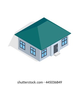 One storey house icon in isometric 3d style isolated on white background. Construction symbol