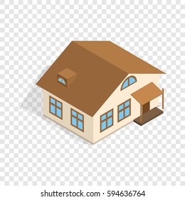 One storey house with porch isometric icon 3d on a transparent background vector illustration