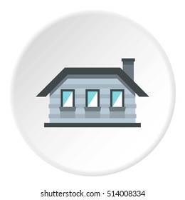 One storey house with three windows icon. Flat illustration of one storey house with three windows vector icon for web