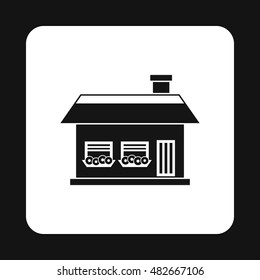 One storey house with two windows icon in simple style isolated on white background. Structure symbol vector illustration