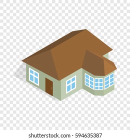 One storey house with veranda isometric icon 3d on a transparent background vector illustration