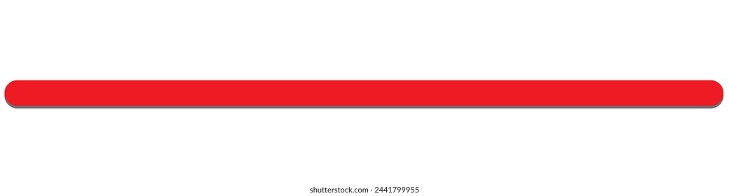  One straight red line 3d. Limit or border, finish line or closed. Red long thread of yarn, string. Thin brush stroke, on a white background. Vector illustration. Horizontal line of paint