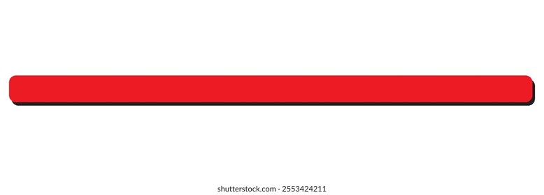 One straight red line 3d. Limit or border, finish line or closed. Red long thread of yarn, string. Thin brush stroke, on a white background. Vector illustration. Horizontal line of paint