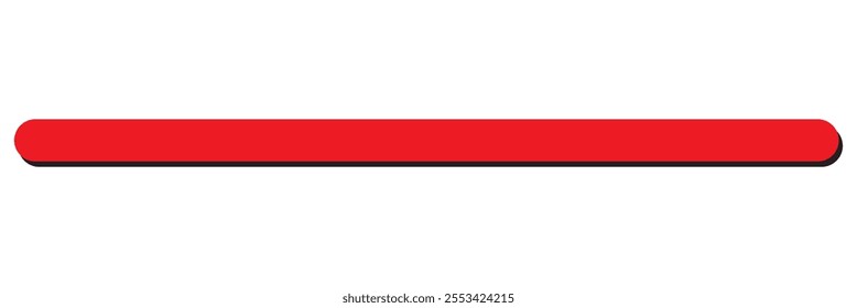 One straight red line 3d. Limit or border, finish line or closed. Red long thread of yarn, string. Thin brush stroke, on a white background. Vector illustration. Horizontal line of paint