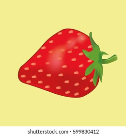 one strawberry on a yellow background. Illustrations.