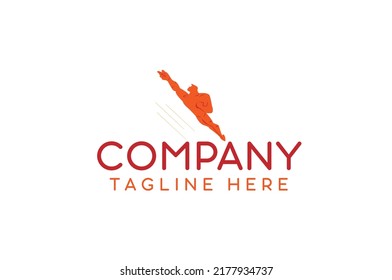 un fuerte personaje de superhéroe que se mueve rápido en el diseño del logo de la compañía aérea