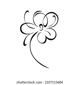 one stylized blooming flower on a short stalk without leaves. graphic decor