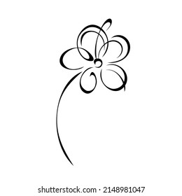 one stylized blooming flower on a short stalk without leaves. graphic decor
