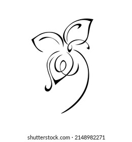 one stylized blooming flower on a short stalk without leaves. graphic decor