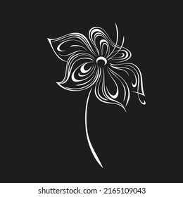 one stylized blooming flower on a short stalk without leaves. graphic decor