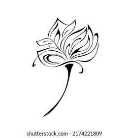 eine stylisierte Blume auf einem kurzen Stiel ohne Blätter. Grafikdekor
