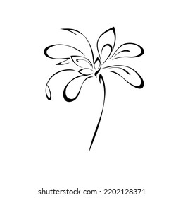 one stylized blooming flower on a short stalk without leaves. graphic decor