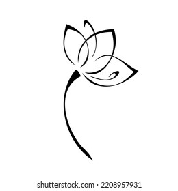 one stylized blooming flower on a short stalk without leaves. graphic decor