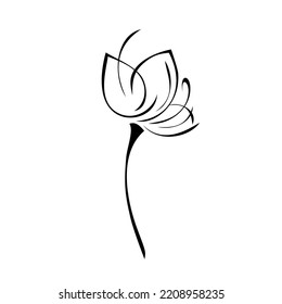one stylized blooming flower on a short stalk without leaves. graphic decor