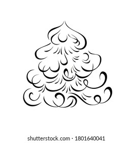 one stylized Christmas tree in black lines on a white background
