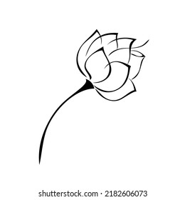 one stylized flower bud on a short stem without leaves. graphic decor