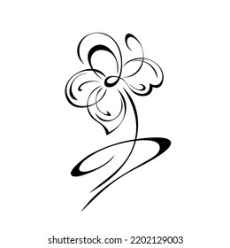 one stylized flower with large petals on a short stem with a curl. graphic decor