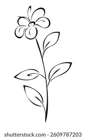 Una flor estilizada en un tallo con hojas; decoración gráfica