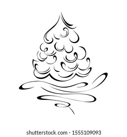 one stylized small snow covered Christmas tree with a decorative element at the bottom