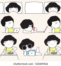 One Sunday Mood Character Pattern illustration