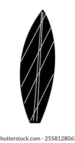 One surfboard black and white colors. Doodle clip art for your projects.