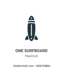 One surfboard glyph icon vector on white background. Flat vector one surfboard icon symbol sign from modern nautical collection for mobile concept and web apps design.