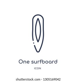 one surfboard icon from nautical outline collection. Thin line one surfboard icon isolated on white background.