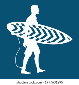 One surfer holding his surfboard