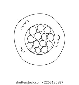 One sushi roll with salmon in cartoon doodle flat style. Vector isolated Japanese food illustration.