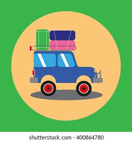 One SUV on orange green background. All elements are not cropped and hidden under mask.