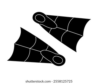 One swimming flippers in black and white colors. Clip art for your projects.