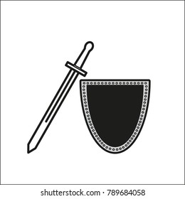 One sword with shield icon
