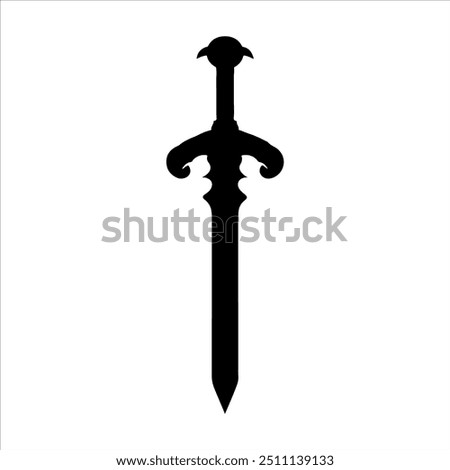 One sword silhouette vector illustration design on white background.