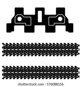 One tank track link and full nlack tire track