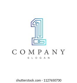 one tech logo, best technology logo, number one logo with electronic circuit style