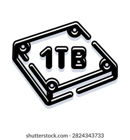 One terabyte digital storage icon illustrating data capacity and memory with a modern, clean design, suitable for technology concepts and computing themes