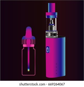 One thhin line Vape device. Vaping juice for vape. Vape smoking. 