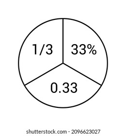 one third fraction circle vector