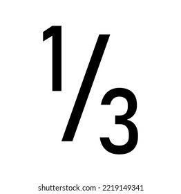 one third fraction number in mathematics. Vector illustration isolated on white background.