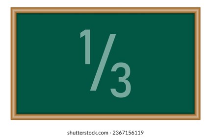 one third fraction number in mathematics. Vector illustration isolated on white background.
