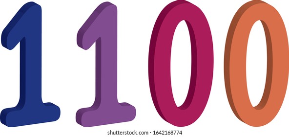  one thousand one hundred. colorful number. 