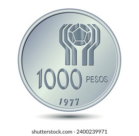 One thousand pesos. Argentine оne thousand pesos coin. Vector illustration.